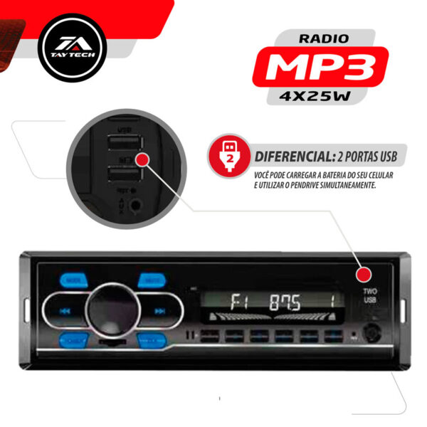 RÁDIO-MP3-4-25W Tay Tech